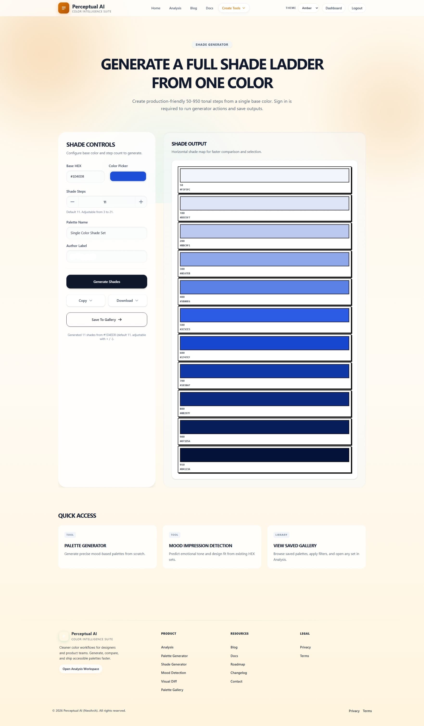Perceptual AI Color Suite dashboard section three