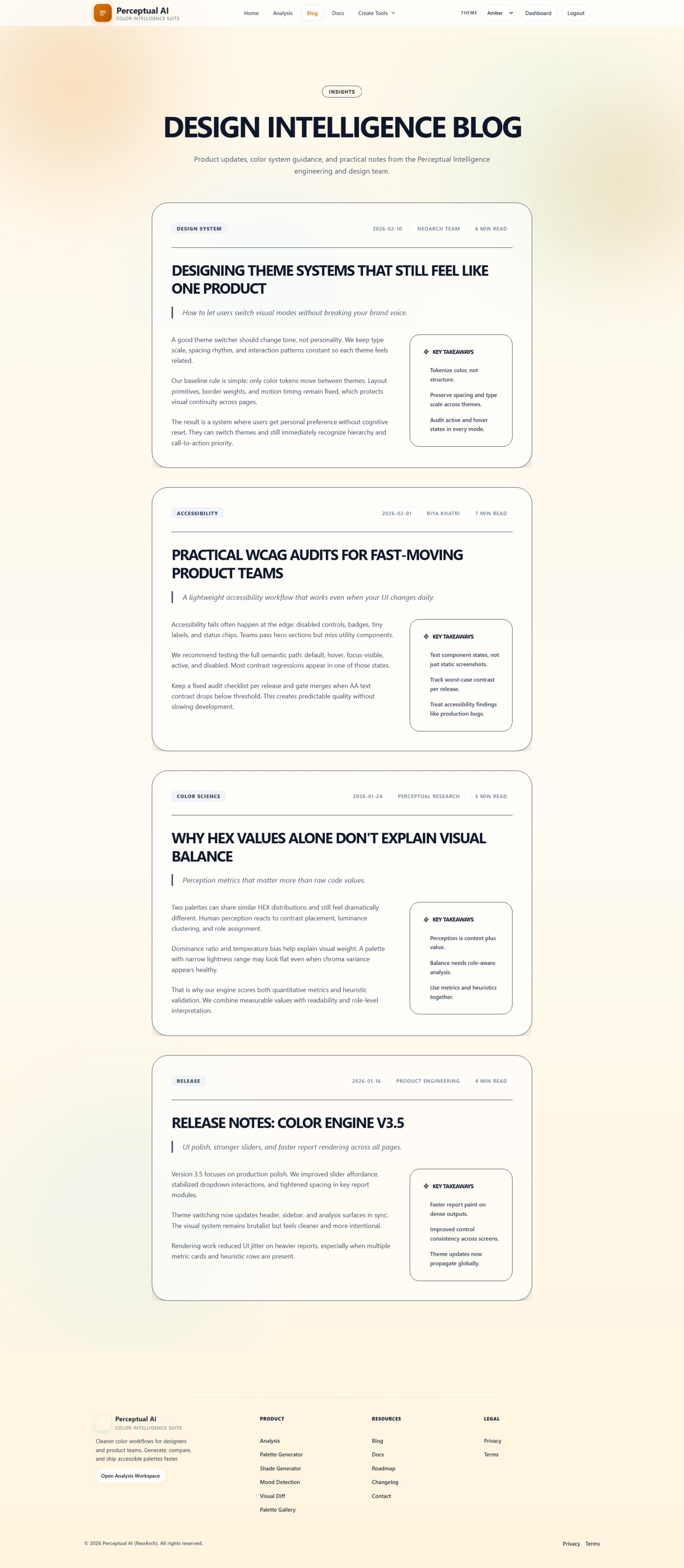 Perceptual AI Color Suite dashboard section six