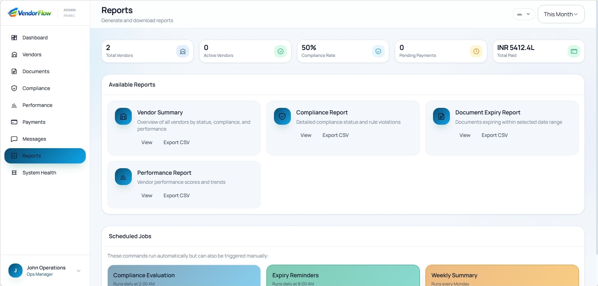 VendorFlow dashboard screen four
