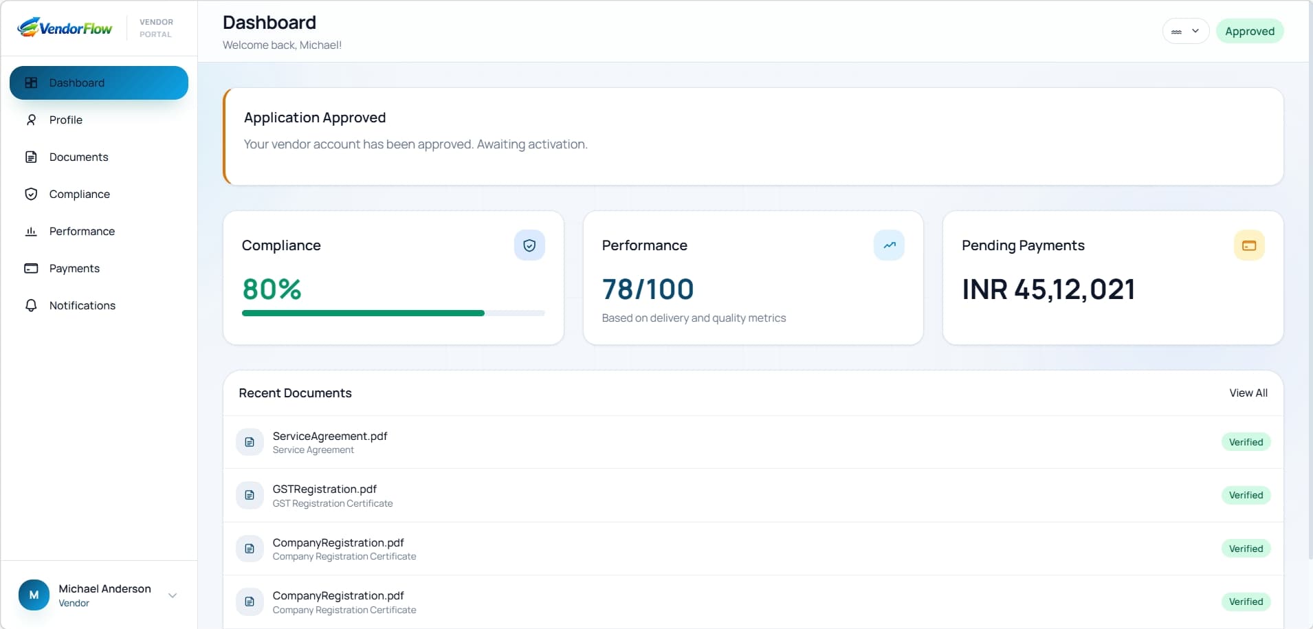 VendorFlow dashboard screen five